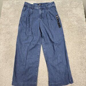 Banana Republic Jeans Womens 31 Blue High Rise Wide Leg Pleated